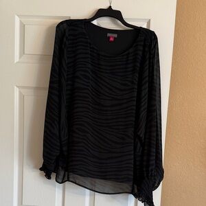 Vince Camuto Black Zebra Pattern Blouse